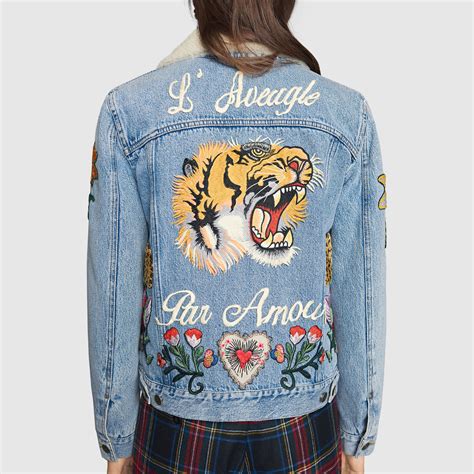 gucci womens coat|gucci denim jacket women.